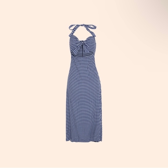 NWOT Reformation Monaco Dress in Blue/White Gingham Size 6 - Picture 3 of 4
